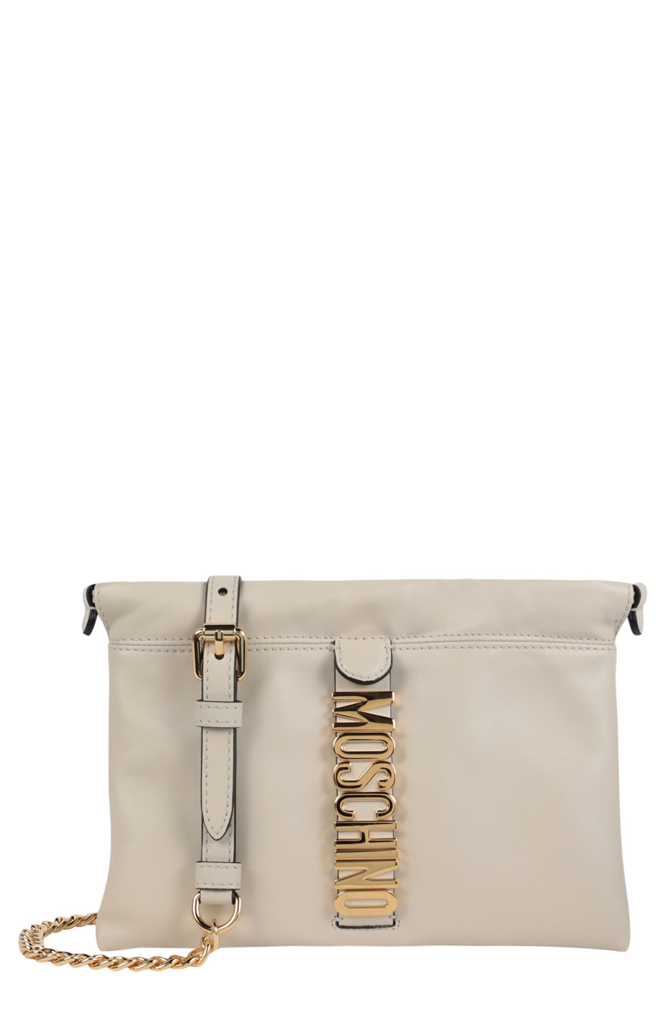 Moschino Belt Logo Crossbody Bag, Main, color, 