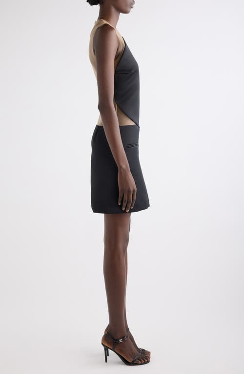 Courrèges Illusion Inset Circle Satin Minidress In Black