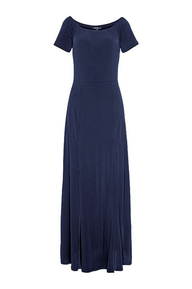 Women's Off Shoulder Maxi Dress, Alternate, color, Navy