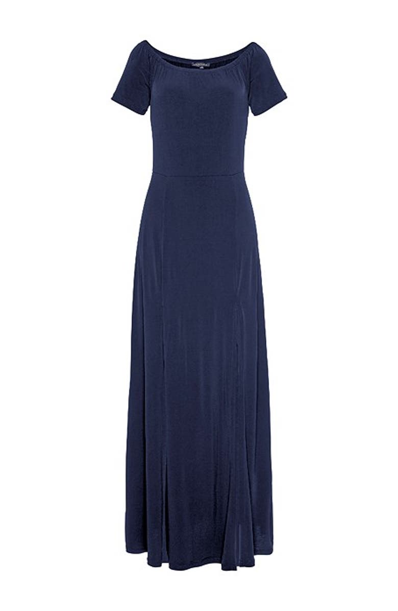 LASCANA Women's Off Shoulder Maxi Dress, Alternate, color, Navy
