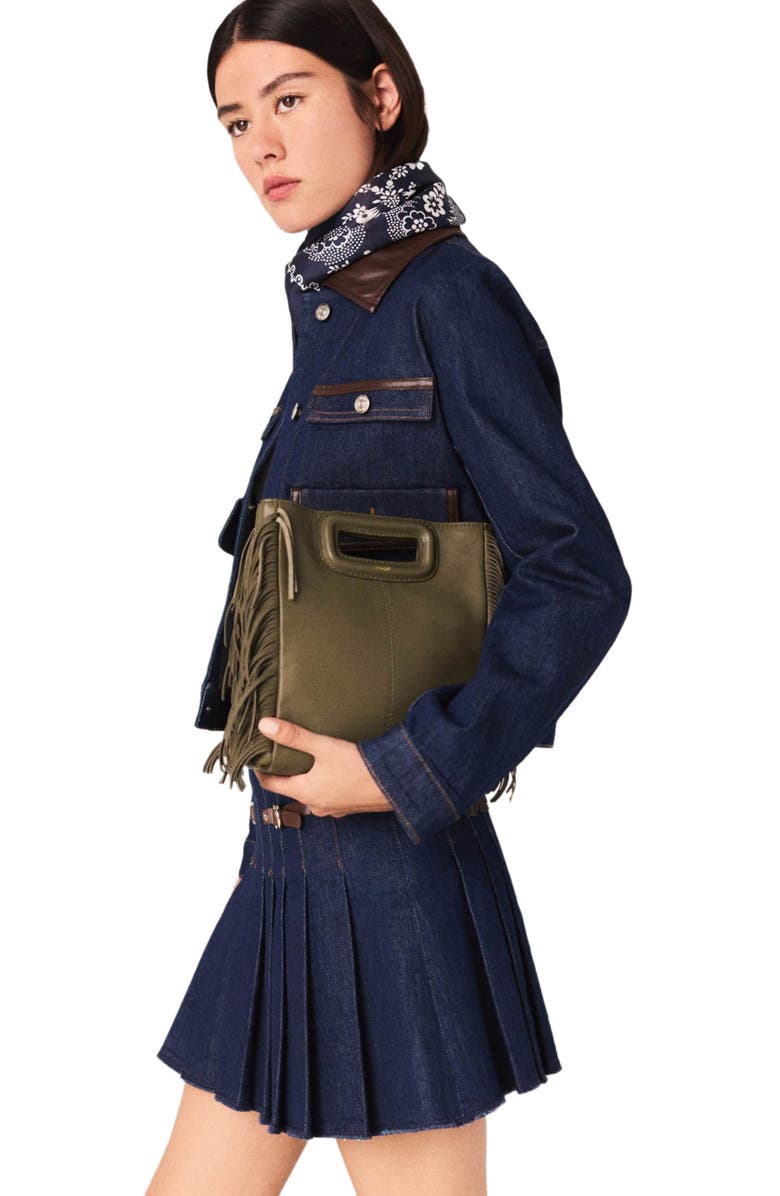 maje Short denim skirt with lining, Alternate, color, Navy