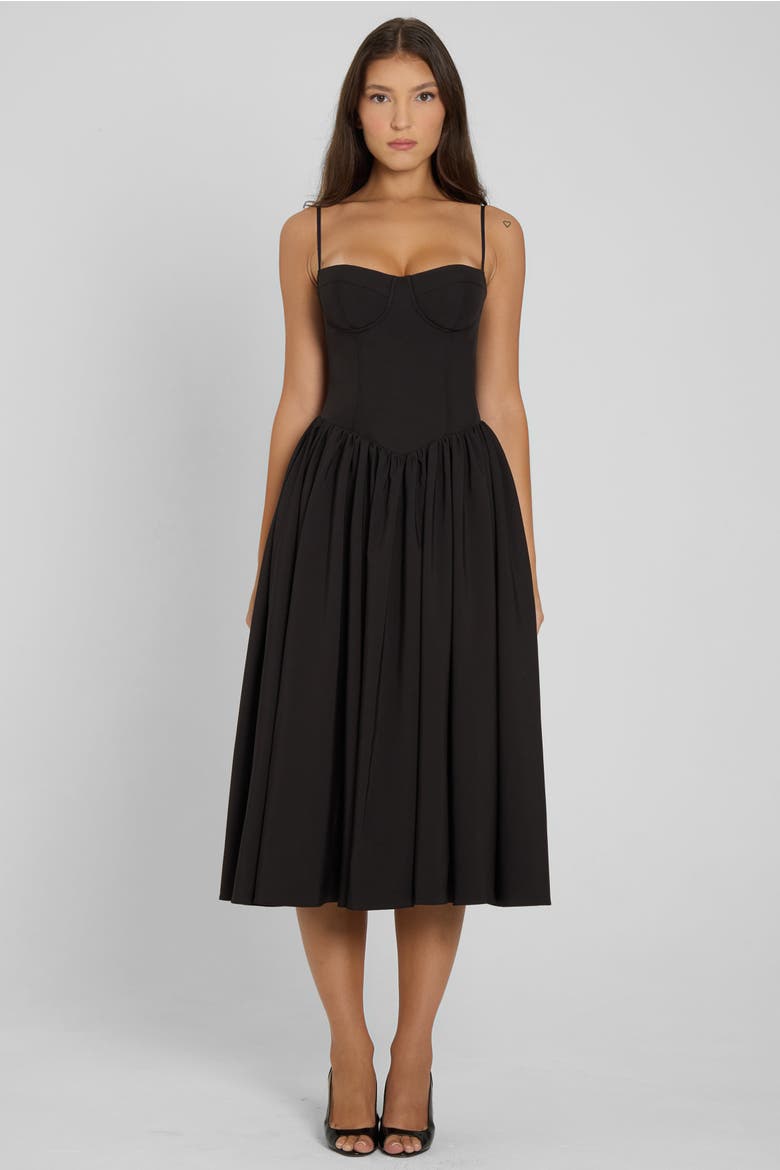 Ballerina Bustier Midi Dress, Main, color, Black