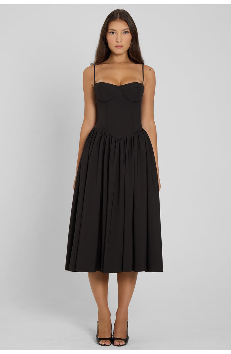 LEAU Ballerina Bustier Midi Dress, Main, color, Black