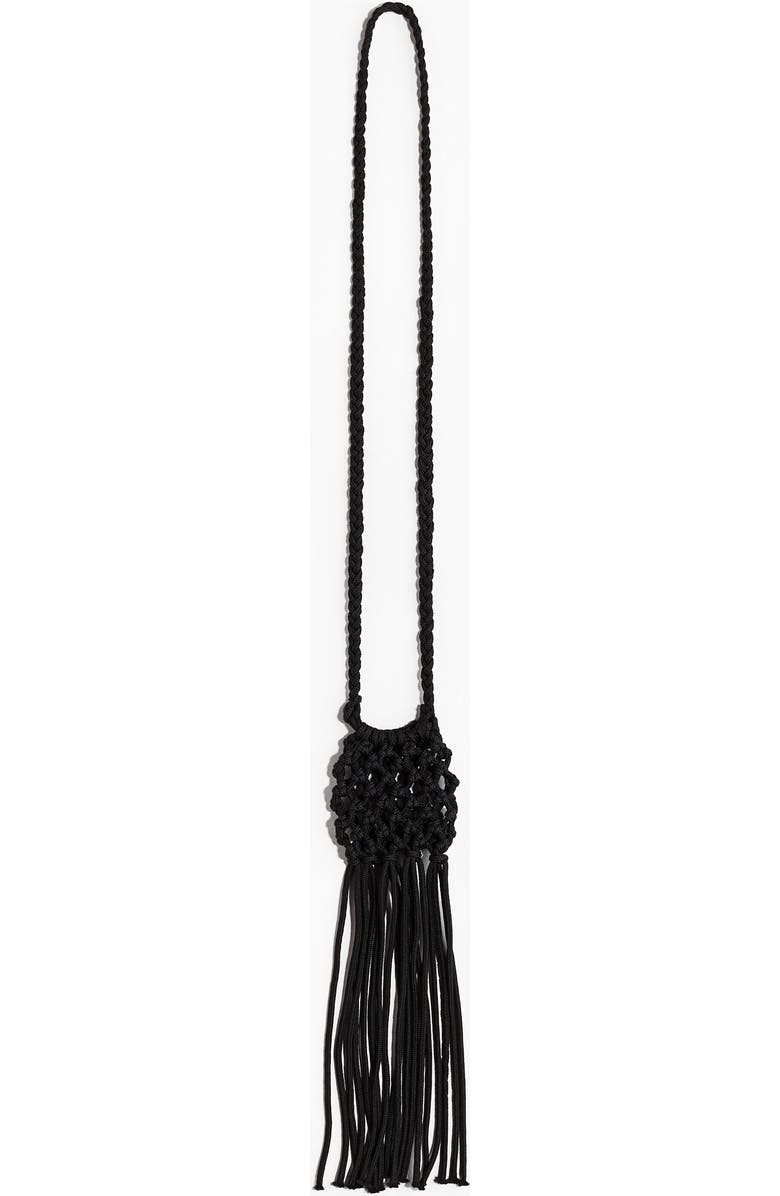 H&M Fringed Net Crossbody Bag, Main, color, Black