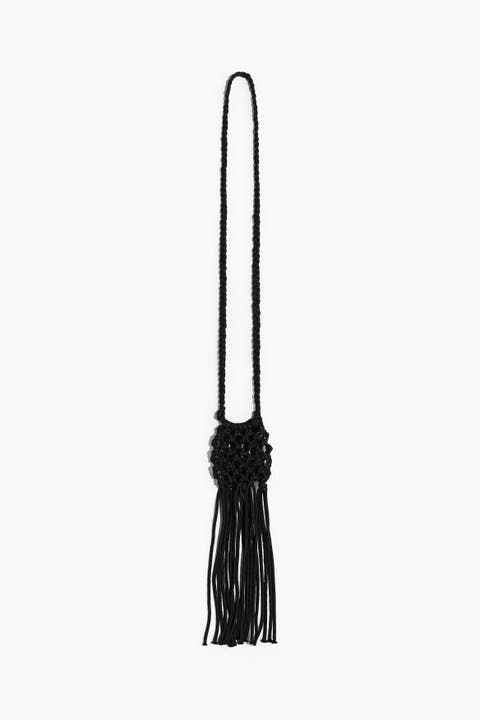 Fringed Net Crossbody Bag