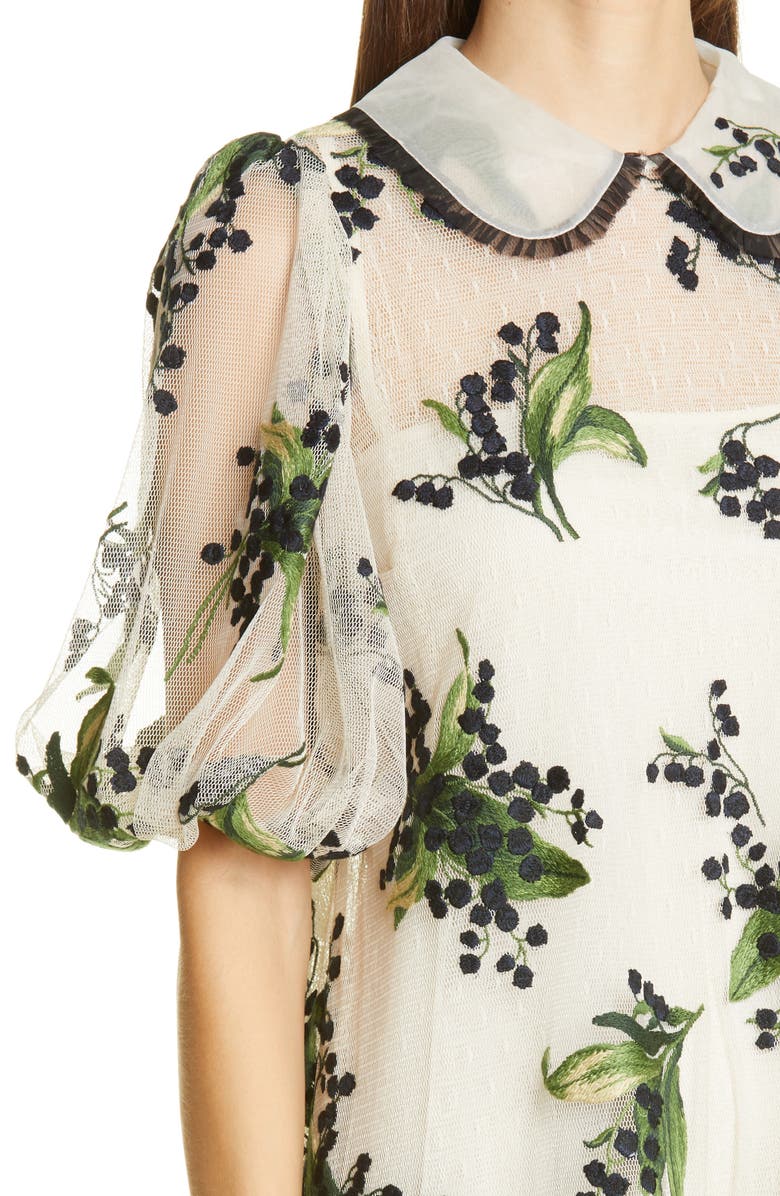 RED Valentino Floral Embroidered Tulle Dress, Alternate, color, 