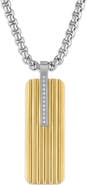 Esquire Men's Two-Tone Stainless Steel Diamond Dog Tag Pendant Necklace