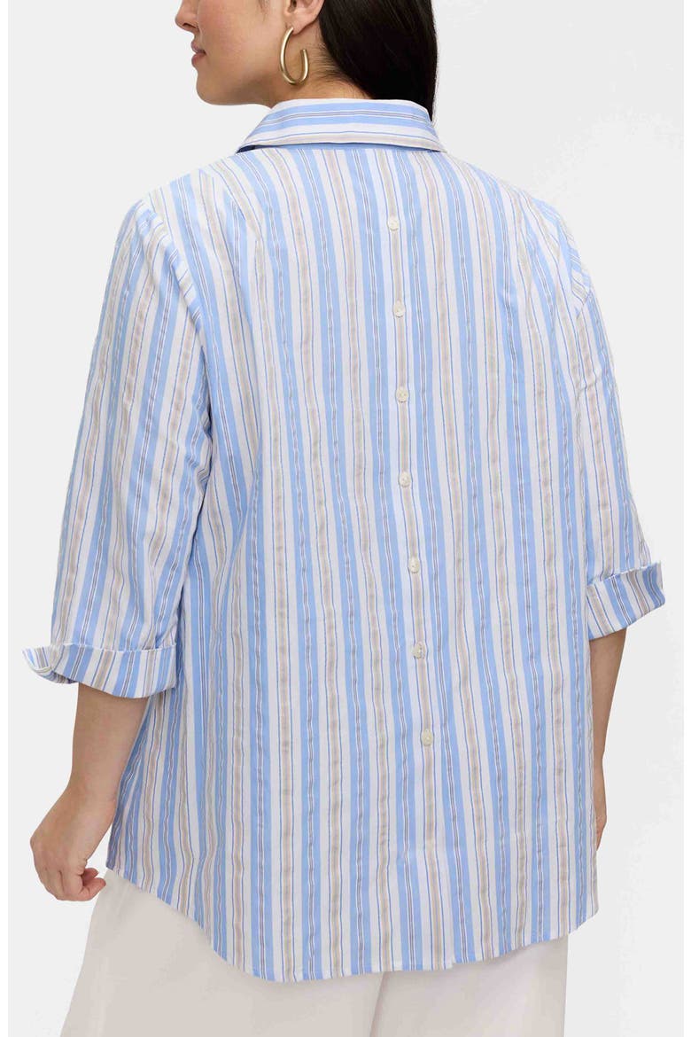 Therese Stripe Button Back Cotton Seersucker Popover Shirt, Alternate, color, BLUE MULTI