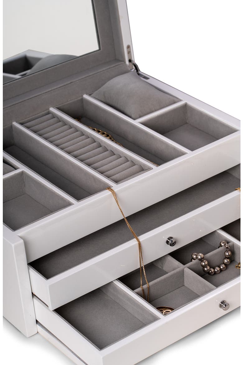 Large White Lacquer Jewelry Chest, Alternate, color, WHITE