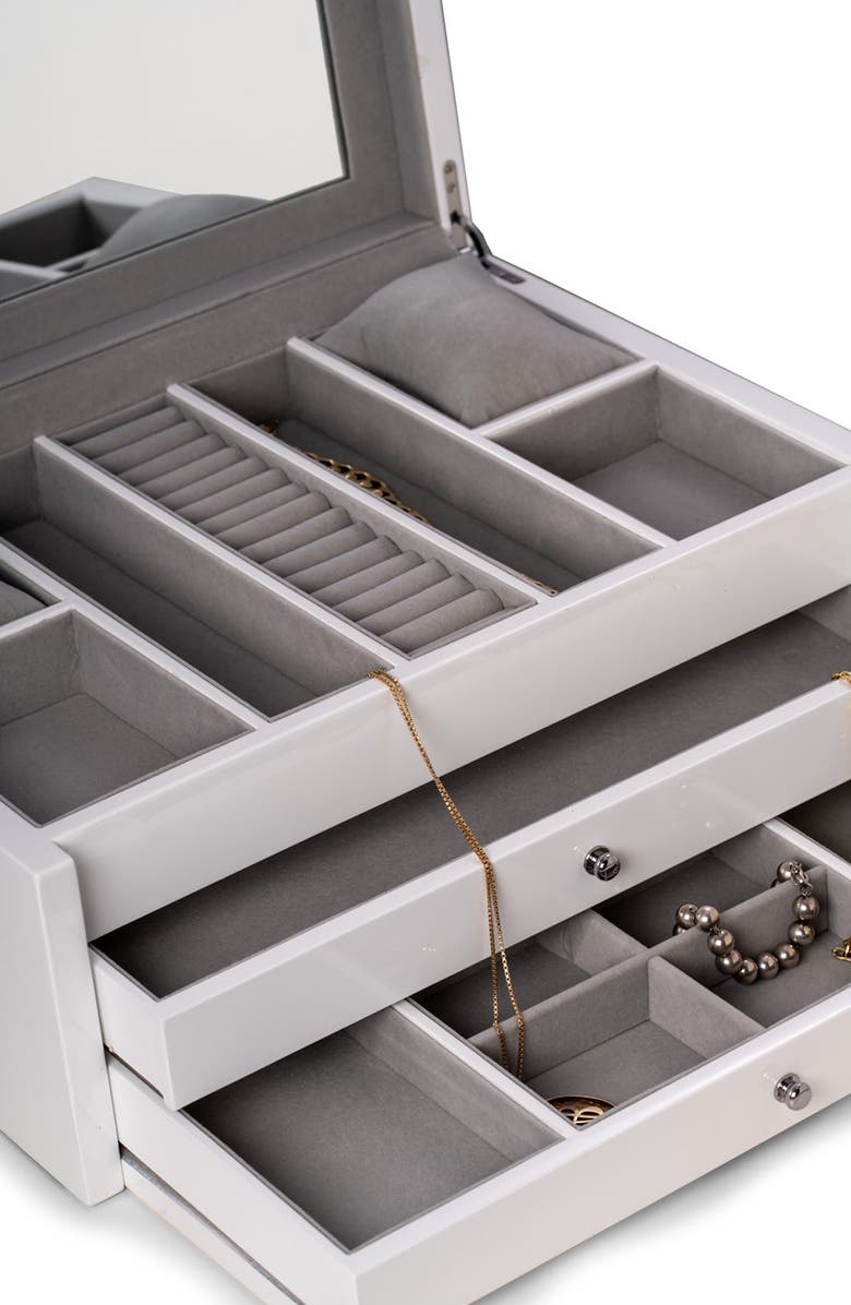 Bey-Berk Large White Lacquer Jewelry Chest, Alternate, color, White