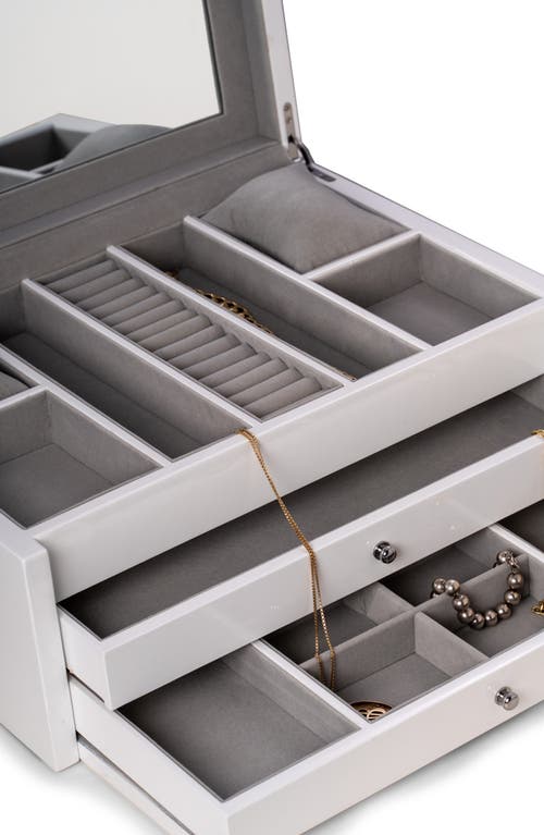 Bey-berk Large White Lacquer Jewelry Chest In White