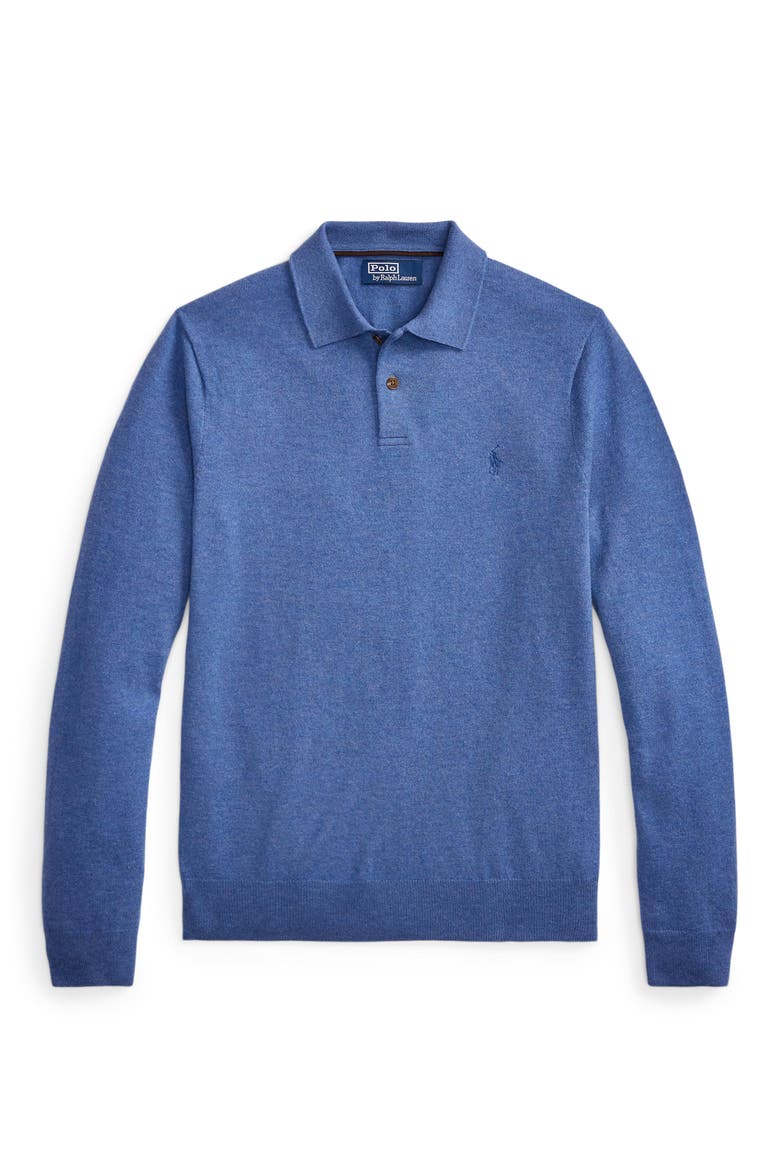 Merino Wool Sweater Polo, Alternate, color, BLUEBORG