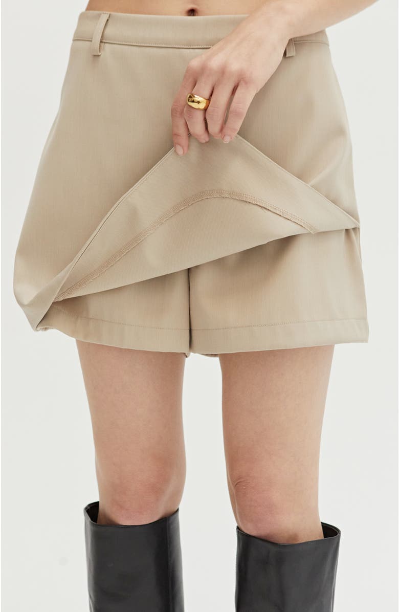 CRESCENT Wrap Mini Skort, Alternate, color, Bone