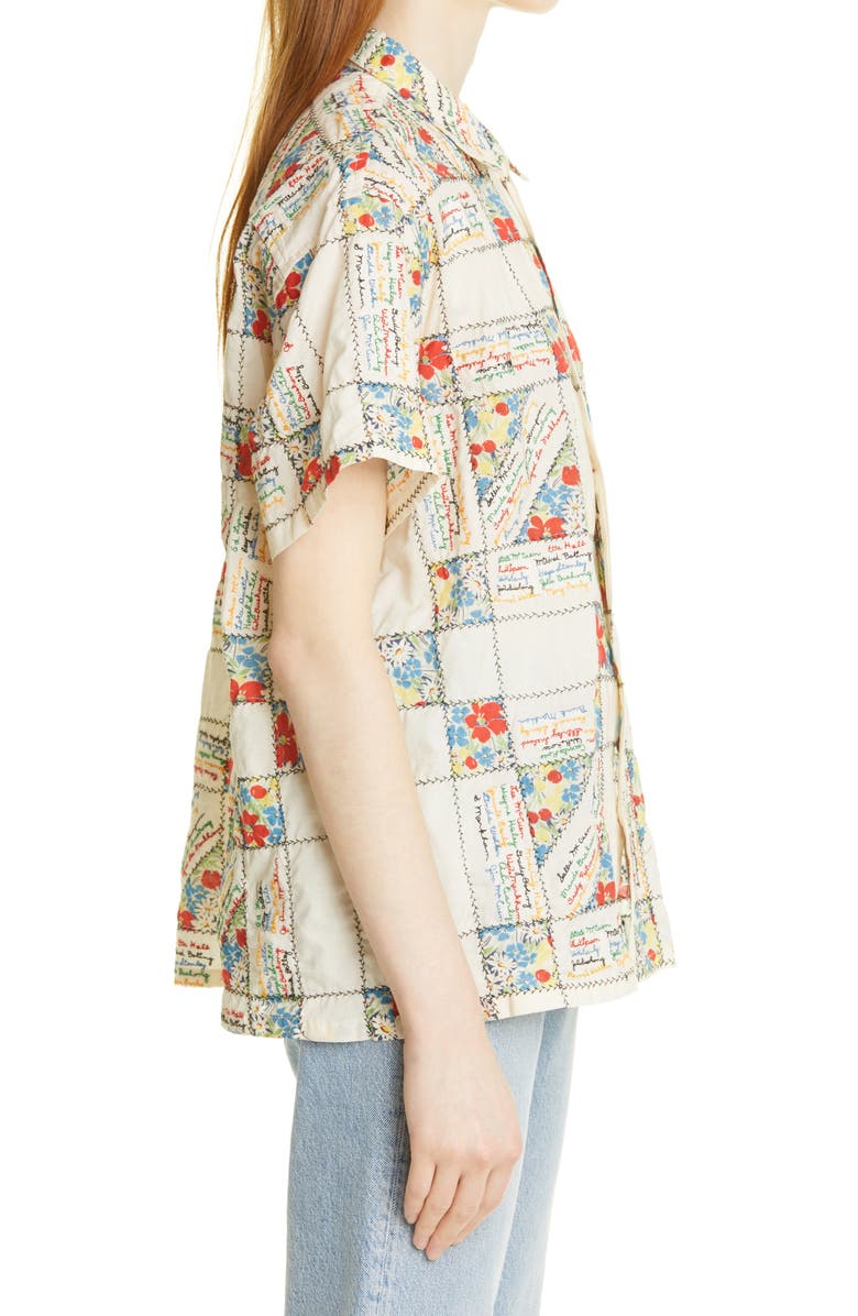 Bode Patchwork Embroidered Micro Signature Cotton Shirt, Alternate, color, 