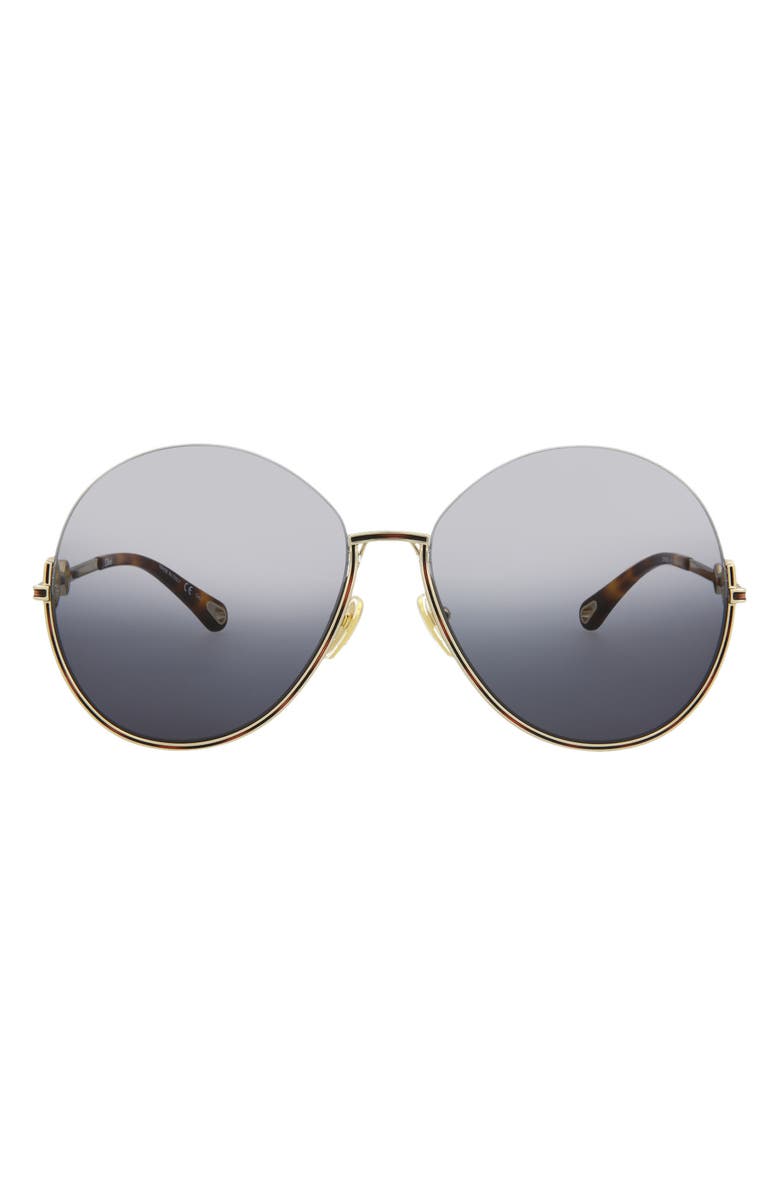 Chloé 61mm Oversized Sunglasses, Main, color, Gold Gold Blue