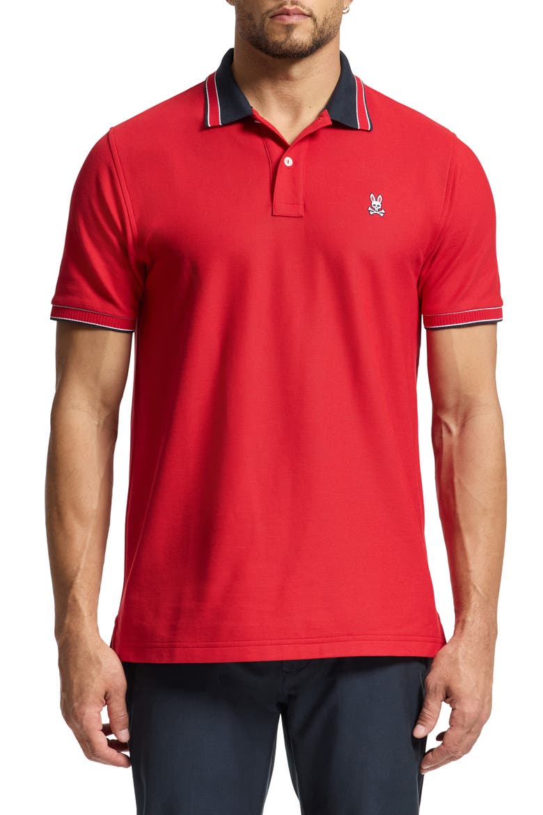 McCoy Piqué Pima Cotton Polo, Main, color, BRILLIANT RED