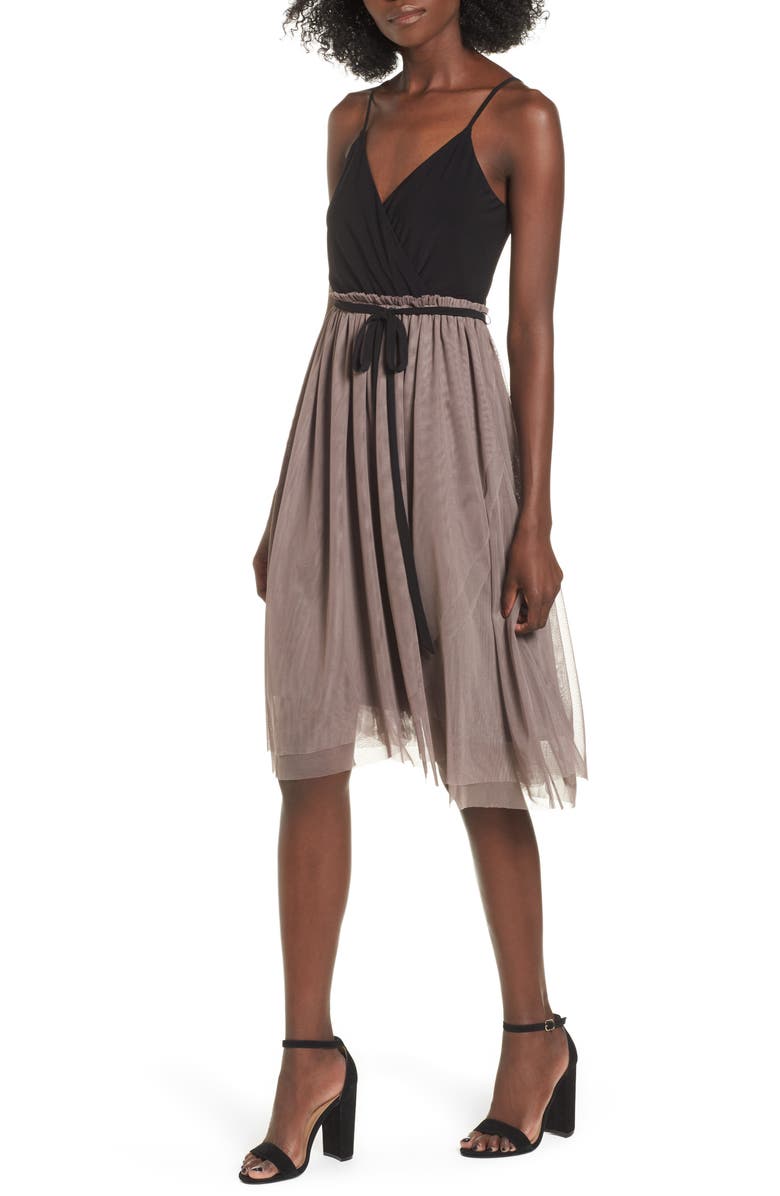 Leith Mixed Media Midi Dress, Main, color, 