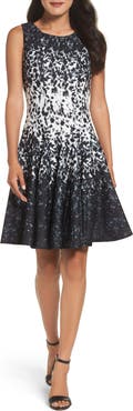 Eliza J Ponte Fit & Flare Dress