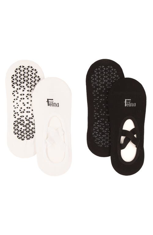 Felina 2-pack Pilates Socks In Black/white