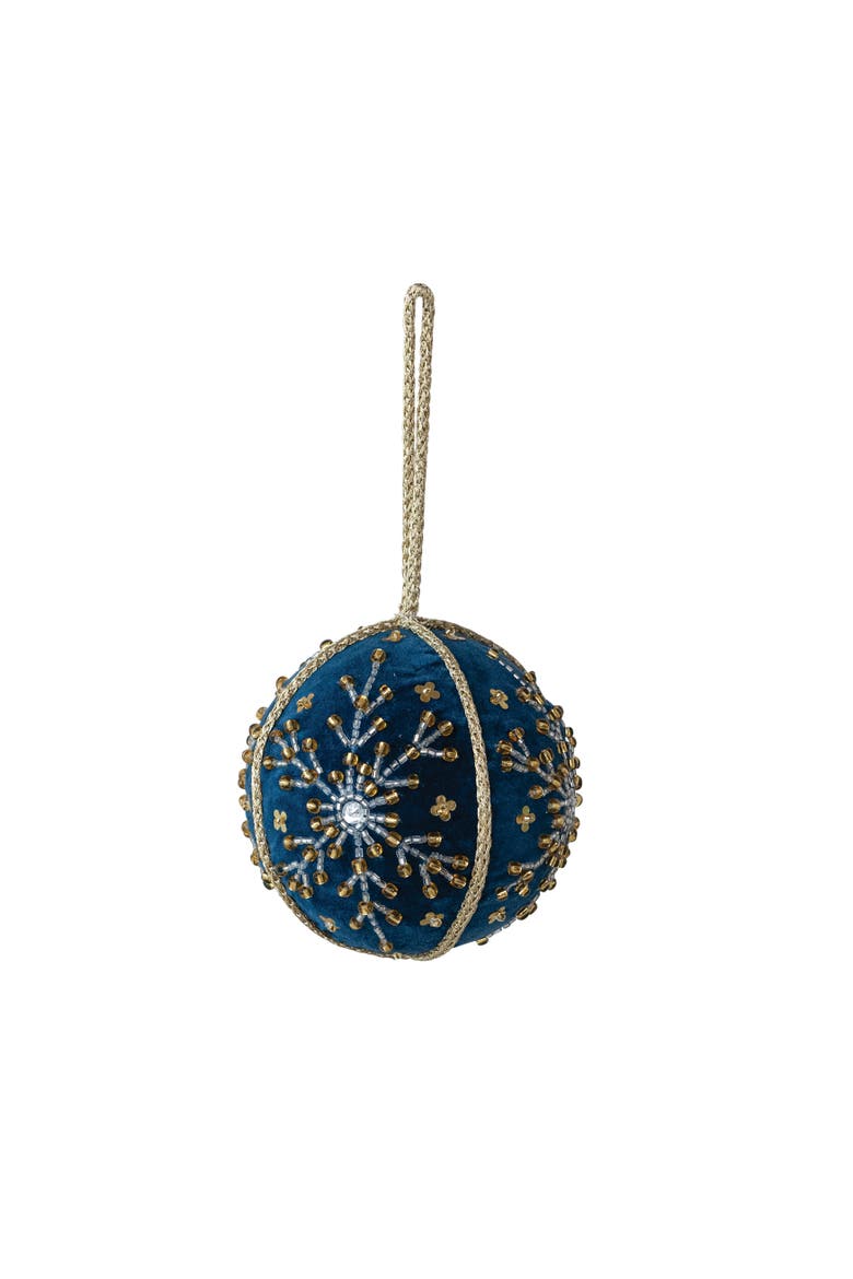 Velvet Snowflake Ball Ornament, Main, color, Blue and Gold