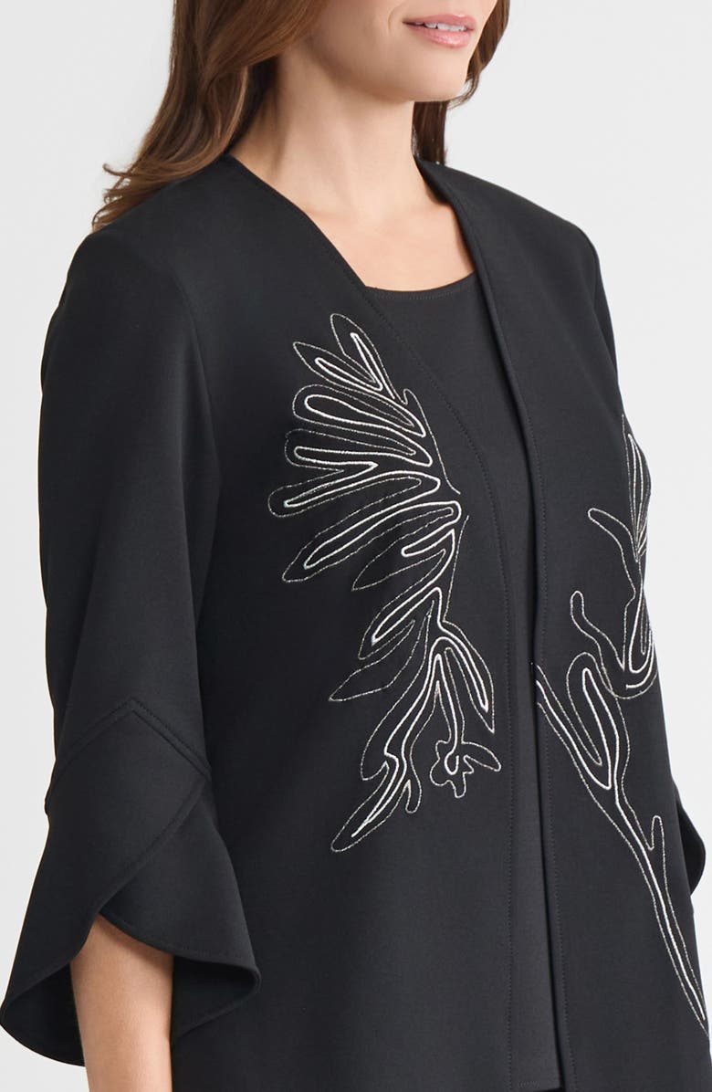 Ming Wang Heritage Embroidered Stretch Deco Crepe Jacket, Alternate, color, Black