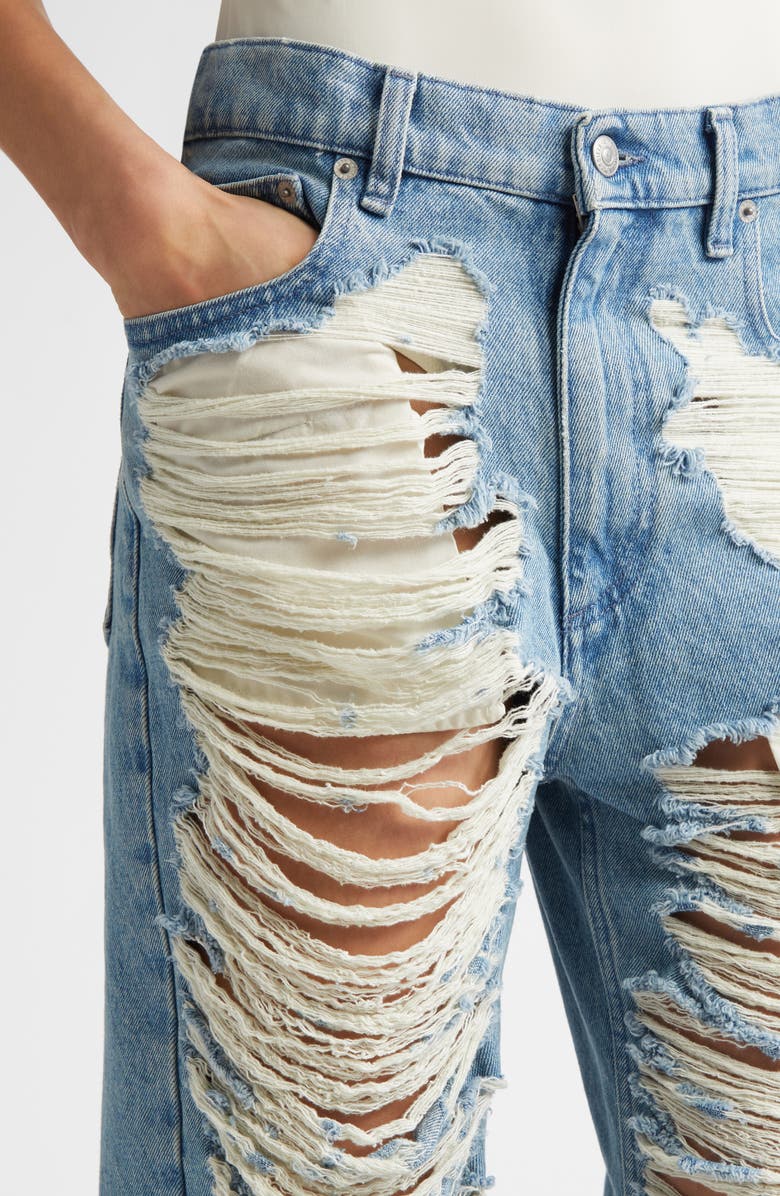 MM6 Maison Margiela Ripped Straight Leg Jeans, Alternate, color,