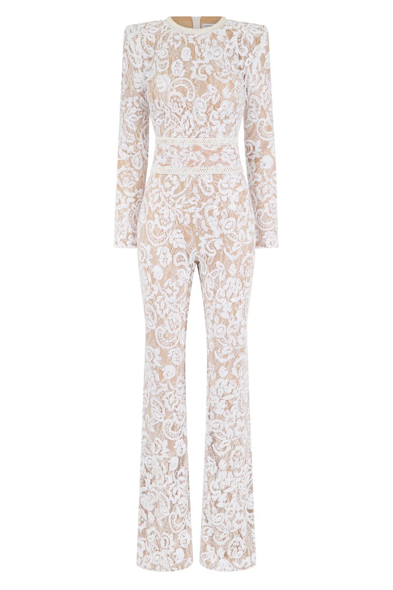 Bella Long Sleeve Lace Jumpsuit, Alternate, color, WHITE
