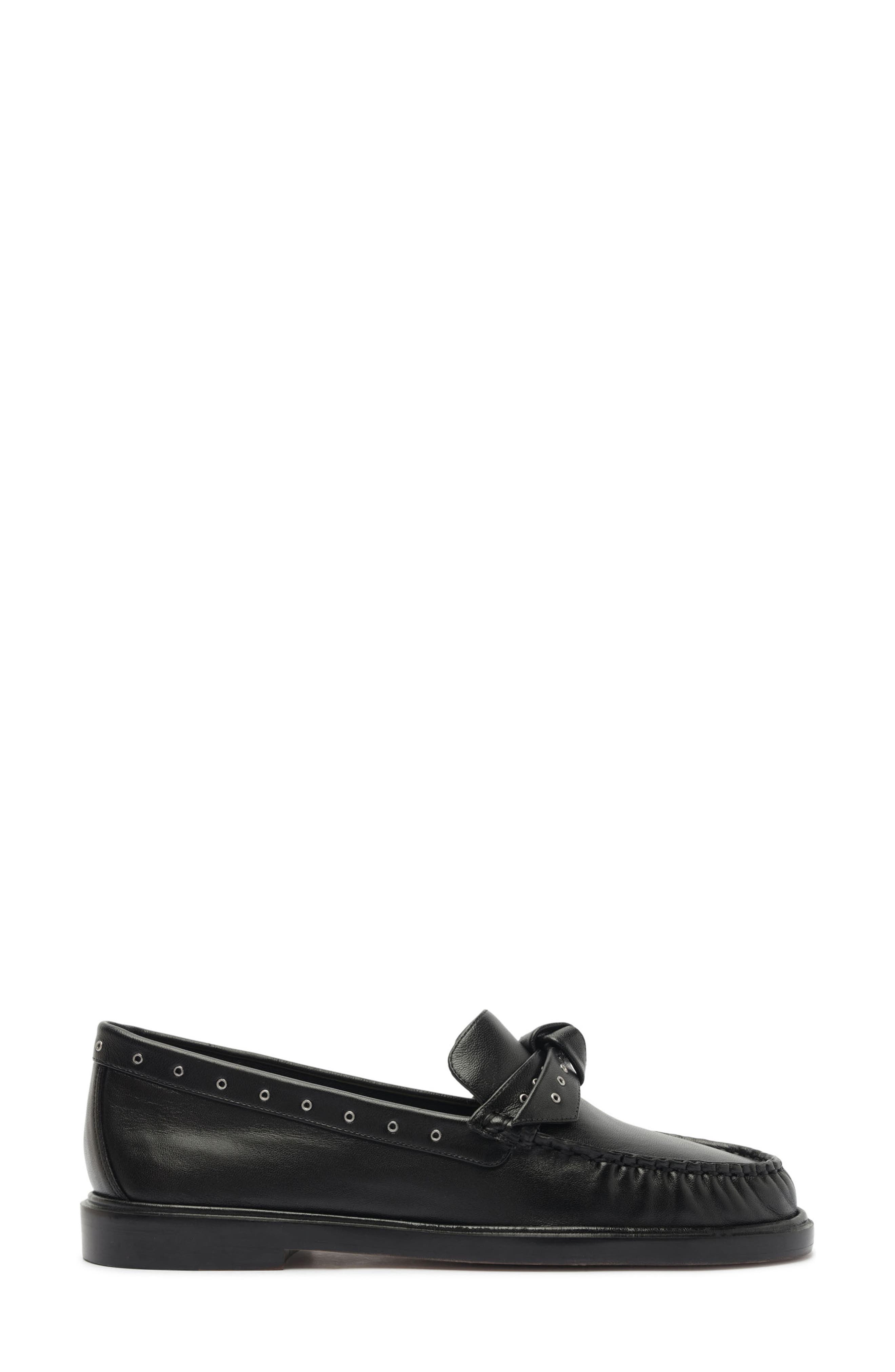 Clarita Eyelet Leather Loafer, Alternate, color, BLACK