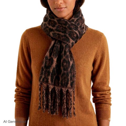 Brushed Woven Leopard Jacquard Scarf