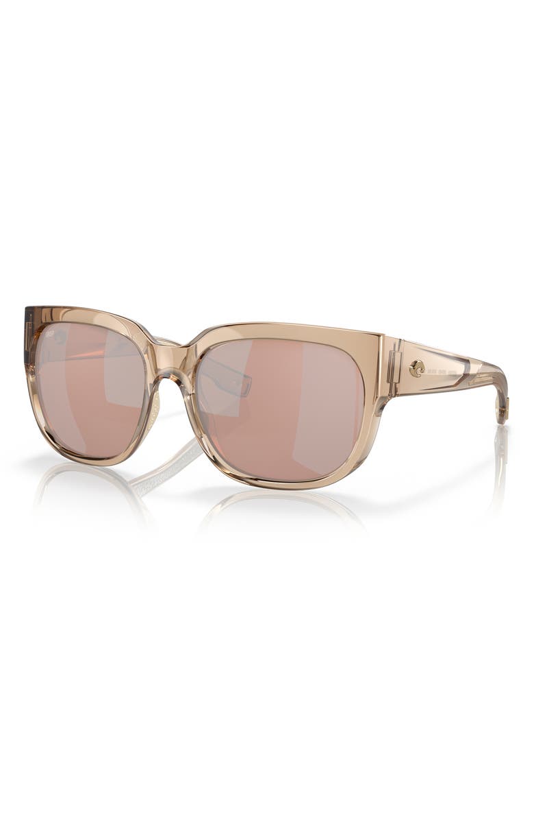 Costa Del Mar Waterwoman 58mm Polarized Mirrored Square Sunglasses, Alternate, color, Blonde Crystal / Copper 580P