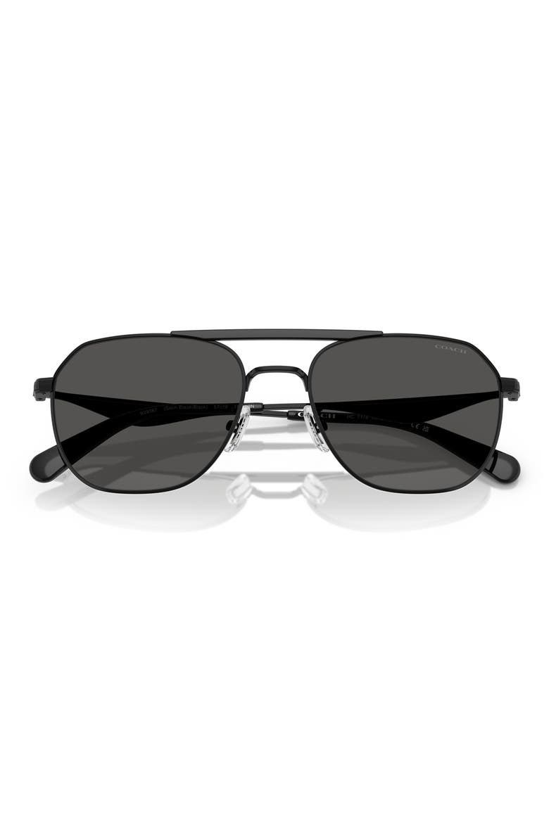 57mm Pilot Sunglasses, Alternate, color, SATIN BLACK / BLACK / GREY