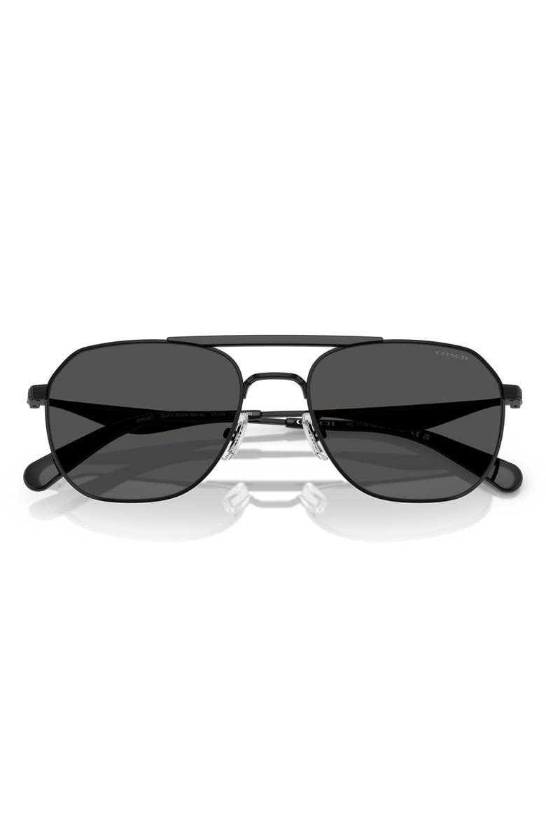 COACH 57mm Pilot Sunglasses, Alternate, color, Satin Black / Black / Grey