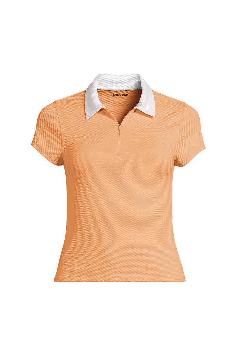 Plus Size Short Sleeve Pique Johnny Collar UPF 50 Rash Guard, Alternate, color, Orange Mist/White