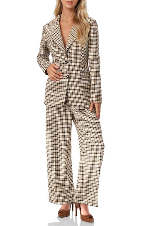 Ivonne Checked Two Button Blazer In Brown