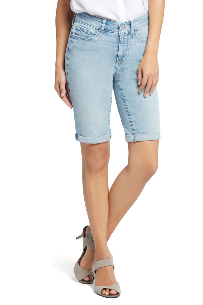 Briella Roll Cuff Denim Bermuda Shorts, Main, color, PROMISE