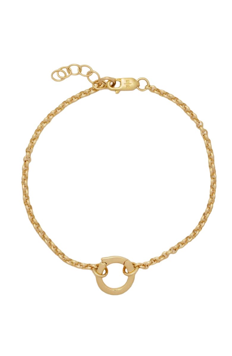 MADE BY MARY Rolo Charm Bracelet with Link Lock, Main, color, Gold Filled