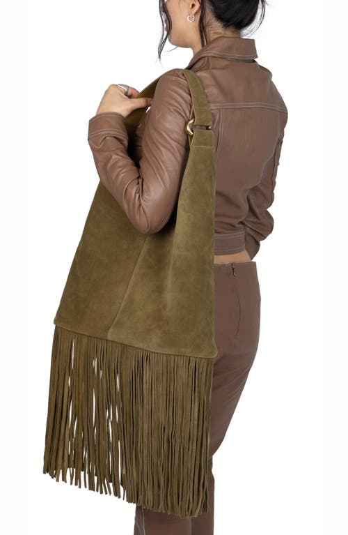 Jeffrey Campbell Wonders Suede Shoulder Bag In Khaki Suede