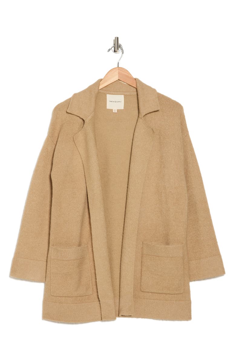 Thread & Supply Open Front Cardigan Coat, Alternate, color, Soft Beige