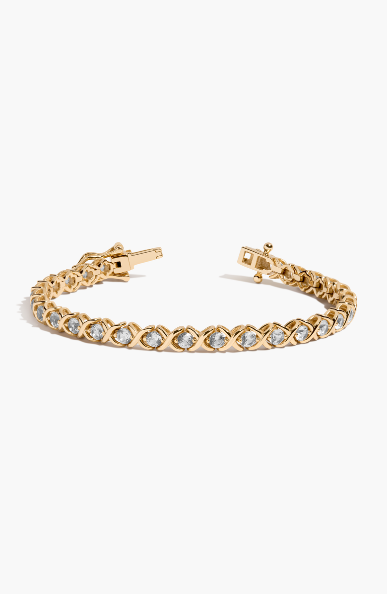 Aurate New York X Estate Lab-Grown White Sapphire Tennis Bracelet, Main, color, Yellow Gold Vermeil