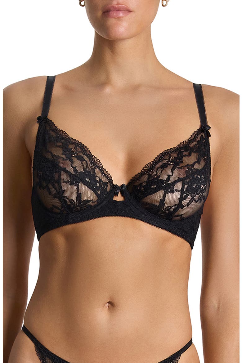 x Lexi Wood Stephanie Lace Underwire Bra, Main, color, BLACK