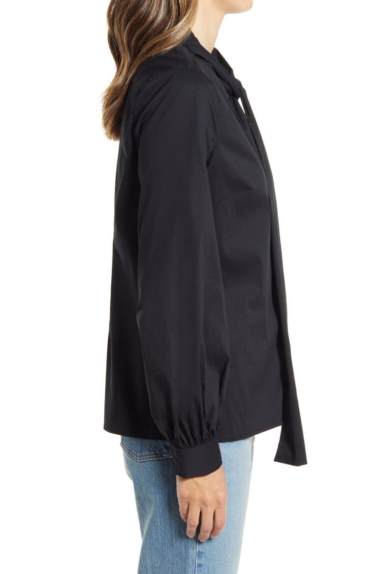 Tie Neck Shirt, Alternate, color, BLACK