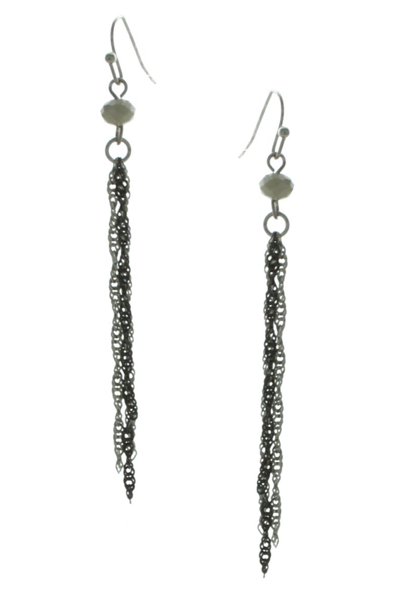 Arlon Faceted Bead Linear Drop Earrings, Main, color, SILVER/ BLACK