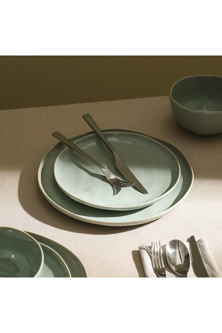 Mirella Stoneware 12-Piece Dinnerware Set, Alternate, color, Light Green