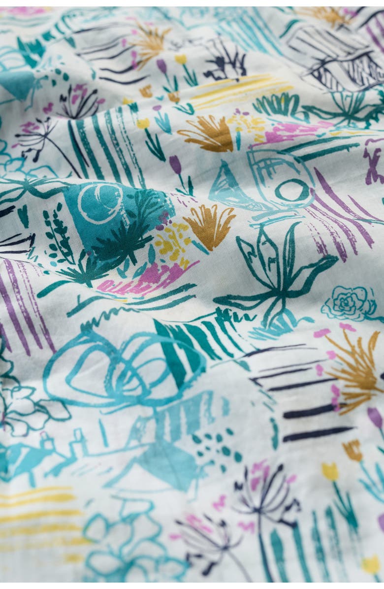 Seasalt Cornwall Rushmaker Garden Print Cap Sleeve Organic Cotton Voile Button-Up Shirt, Alternate, color, Garden Studio Sketch Chalk