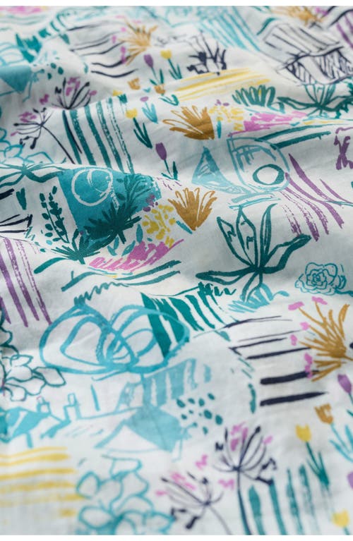 Seasalt Cornwall Rushmaker Garden Print Cap Sleeve Organic Cotton Voile Button-up Shirt In Garden Studio Sketch Chalk