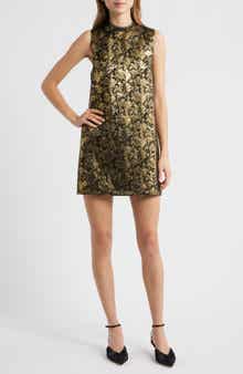 Memoria Metallic Jacquard Cocktail Dress