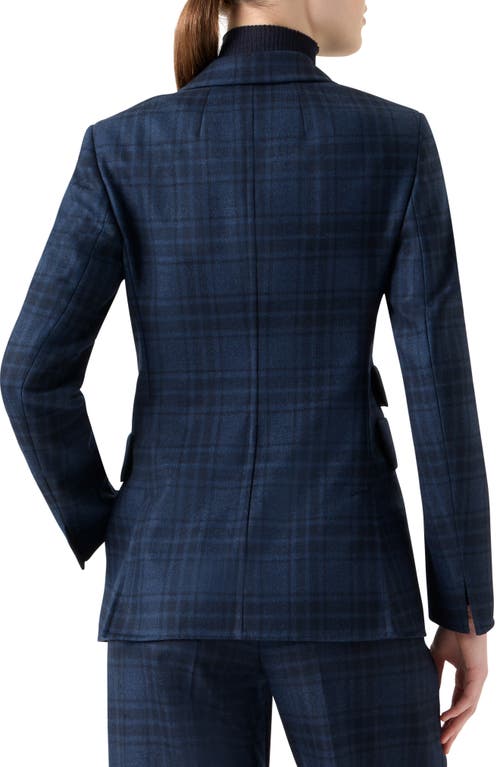 Akris Percival Check Wool Double-face Single-breasted Jacket In Blue