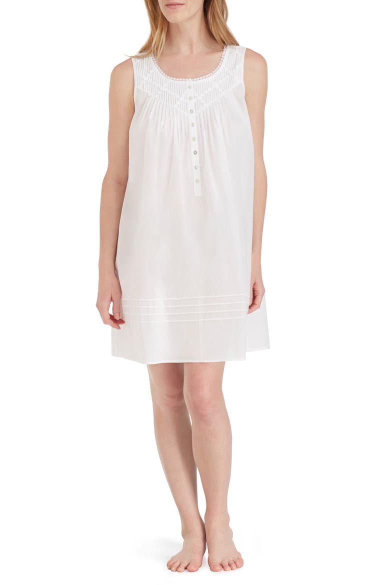 Cotton Nightgown, Main, color, SOLID WHITE