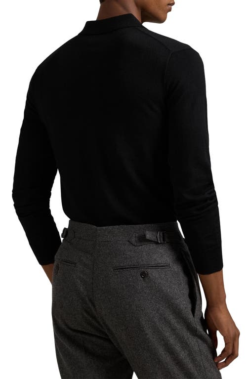 Polo Ralph Lauren Long Sleeve Wool Polo Sweater In Black