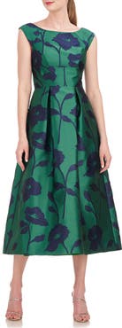 Kay Unger Jenni Floral Jacquard A-Line Dress